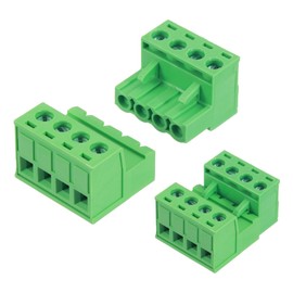 sourcing map 2 Set 4 Pin 5mm 0.2 Inch Pitch PCB Mount Screw Terminal Block Connectors Male Female, Green