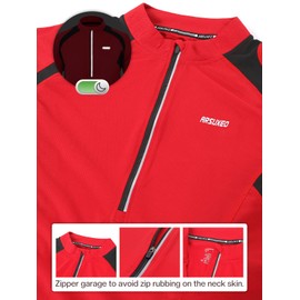 ARSUXEO Men's Half Zipper Cycling Jerseys Long Sleeves MTB Bike Shirts 6031 Red Size Large