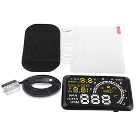 5.5'' HUD Head Display, Windshield Screen Projector Vehicle Speed, HUD Overspeed Alarm, OBDII/EUOBD Interface Plug Car Hud Screen for Cars, Plug & Play