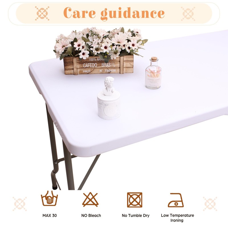 Kesfey White Rectangle Elastic Fitted Tablecloth, 30x72 Inches Waterproof Polyester