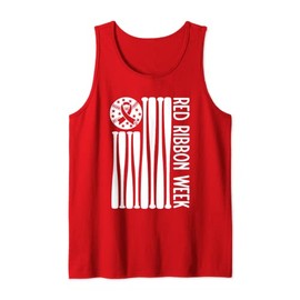 Red Ribbon Week Awareness Baseball Lovers American Flag Tank Top