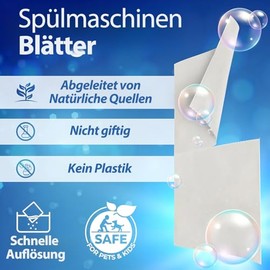 Dishwasher Sheets - 80 Environmentally Friendly Rinses | With Protease Enzymes Against Protein & Fat | Plant-based, Plastic-Free, Lemon Fresh Fragrance