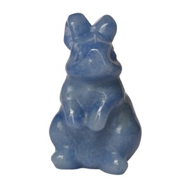 Manekieko Natural Blue Aventurine Hand Carved Rabbit Statue, 1.5 Inch Crystals and Healing Stones Animal Figures Gemstone