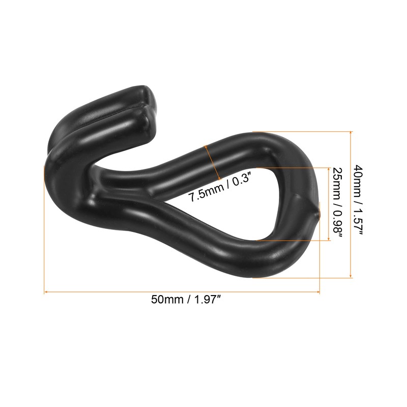 sourcing map Pack of 4 double J strap hooks, 25