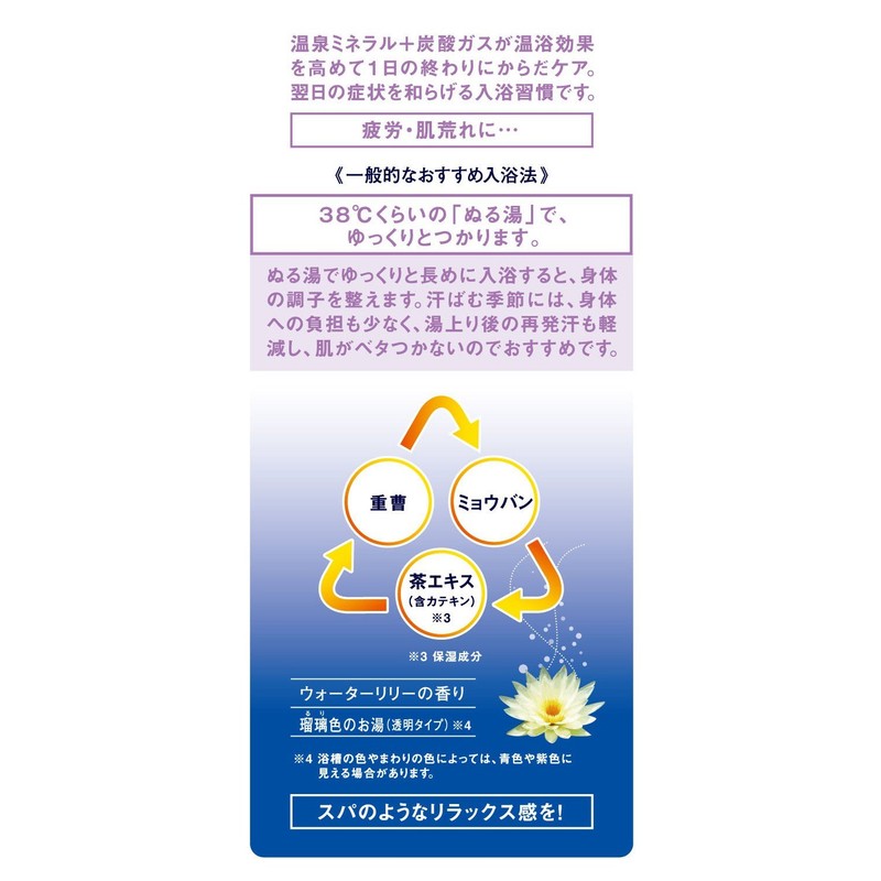 きき湯 冷泉炭酸湯 スパリラックス ウォーターリリーの香り 360g 入浴剤 (医薬部外品)