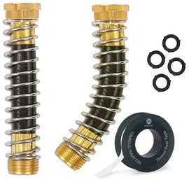 Morvat - Protector de manguera de jardín, conector de extensión de torsión y tensión de resorte en espiral de latón para válvula y llave de agua al aire última intervensión, adaptador y accesorio con