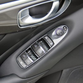 Carbon Fiber Door Window Lift Switch Panel Cover Trim Accessories for Infiniti Q50 2014-2020