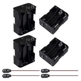 Coliao 4pcs 6X 1.5V (9V) AA Battery Holder with 4pcs 9V I Type Battery Snap Connector 9 Volt Thicken Plastic Housing 2 Layers Battery Case