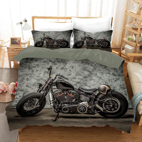 BNREDA Motocross duvet cover 135x200,Soft Comfort Microfibre motocross bedding set,with