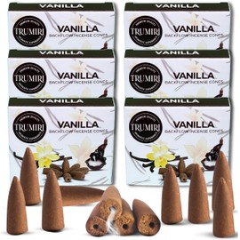 Vanilla Backflow Incense - 60 Cones, Six Packs of 10, Waterfall Effect