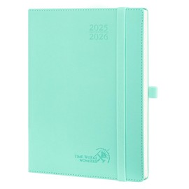POPRUN Calendar 2025 2026 Weekly Planner (Aug.2025-Dec.2026) Soft Cover with PU Leather, Approx. A5 (22 x 16.5 cm), 17-Month Diary 1 Week 2 Pages with Certified Paper - Mint Green