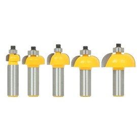 Gasea 5pcs 1/2 Inch Shank Cove Edging Molding Router Bit for Woodworking Cutter Bits - Radius 1/2", 3/8", 5/16", 1/4", 1/8"