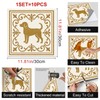HOMETITUTE 10PCS 12x12 Inch Golden Dog Silhouette Baroque Pattern Floor
