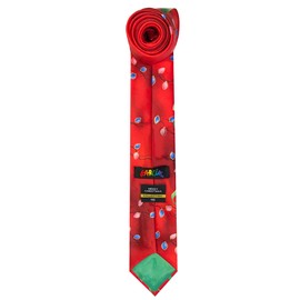 Jerry Garcia Men's Merry Christmas Collection Light Bulbs on Abstract Green Tree Artwork Red Regular Length Neck Tie
