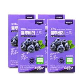 Rizzle On Organic Blueberry Sticks 20g x 14 packs x 4 boxes I / 리즐온 유기농 블루베리 스틱 20g x 14포 X 4박스 I