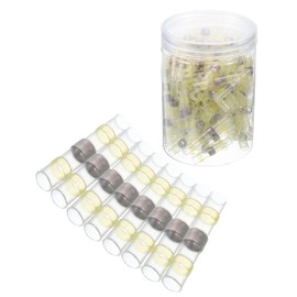MECCANIXITY 150pcs 12-10 AWG Solder Seal Wire Heat Shrink Butt Connectors Waterproof Solder Sleeve for Marine Stereo, Yellow