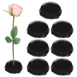 M METERXITY 8-Pack Plastic Flower Frog 2.76" Round Flower Pins Flower Frog Holder W Suction Cups Floral Frog for Arrangements Vase/Plant Decoration/Home Decor [Black, 1.25cm Pins]