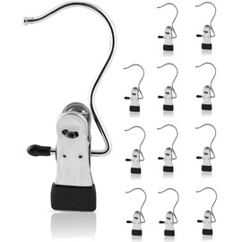 Tang Yuan 12 sets of stainless steel laundry hooks, clip with hooks, portable clothes pegs, travel hanger, suitable for clothes, shoes, towels and other items that need to be hung