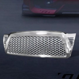 GTRacers For 05-11 Toyota Tacoma Chrome Honeycomb Mesh Front Bumper Hood Grill Grille ABS