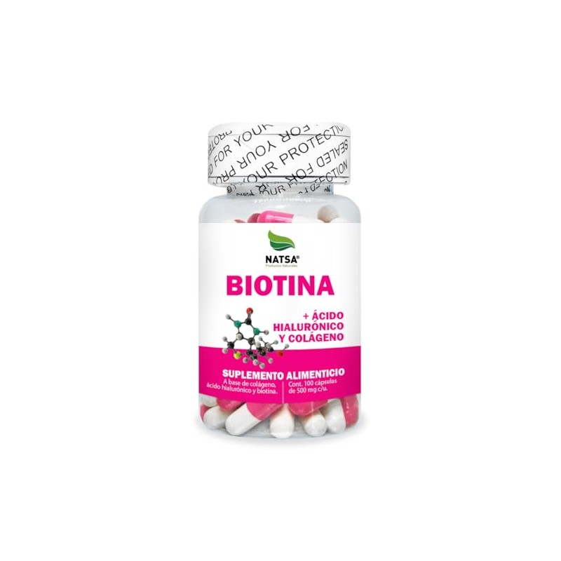 NATSA Biotina con Colágeno y Ácido Hialurónico 100 Cápsulas