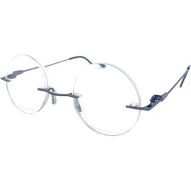 Incredible Bargains The Steve, Totally Round Rimless Reading Glasses + 3.50 Gunmetal Black