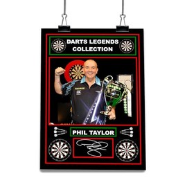 Darts Legends Collection: Phil Taylor, Phil The Power Taylor, Dart Champion Pre-Printed Autograph Signed Print Dart Players Memorabilia Fan Art (A4 Print Only)