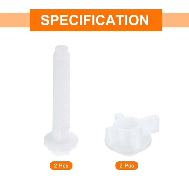 sourcing map 2Pcs Toilet Seat Hinges Screws, White Universal Plastic
