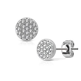 beyoutifulthings Women's 1 Pair Earrings Set Stainless Steel Surgical Steel Micro Zirconia Round Silver, Stainless Steel, Cubic Zirconia
