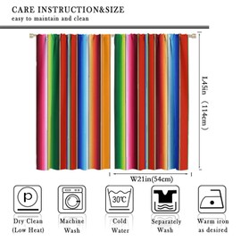 JESTRONRY Cinco de Mayo Curtains, Mexican Serape Colorful Stripes Vertical Lines Latino Design Colorful Ethnic Style Window Treatments Curtains for Living Room Bedroom Decor 42x45 Inch Decor