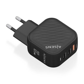 AISENS GaN 65W 2 x USB C PD3 0 QC4 0 1 x USB A QC3 0 Charger Black
