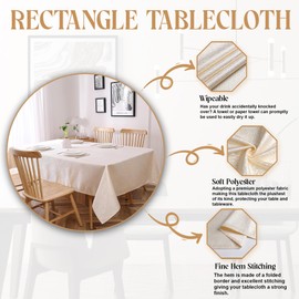 Majestic Giftware Polyester Tablecloths for Rectangle Tables | (70/180) - TC1362 Jacquard Drench Gold Print Hem Stitch Dining Table Cover | Decorative Washable Tablecloth for Kitchen, Dining
