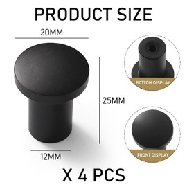 DAZZLUXE Pack of 4 Coat Hooks, Wardrobe Hooks, Round Coat Hooks, Multifunctional Hooks, Wall Mounted Coat Rack, Wall Hooks (Black)