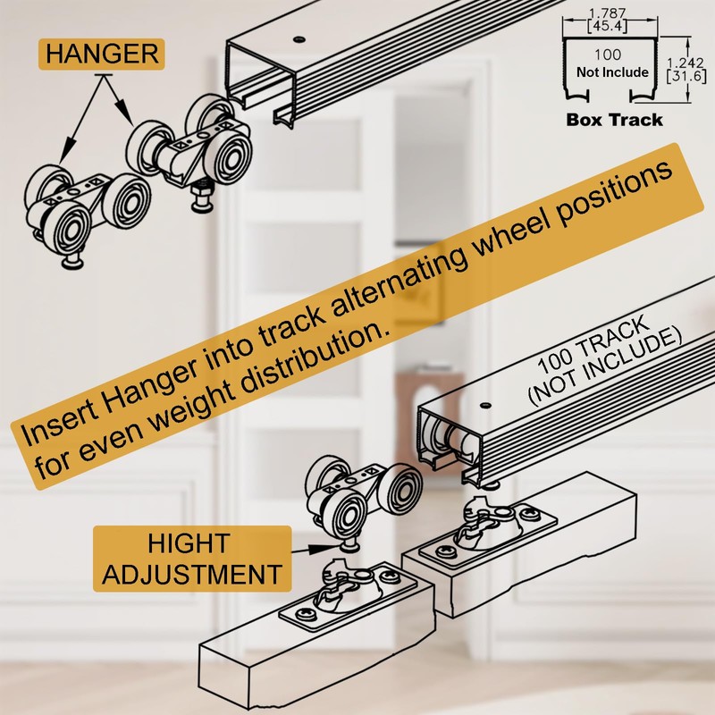 Pocket Door Rollers Replacement with 1" O.D. Wheels, Compatible with