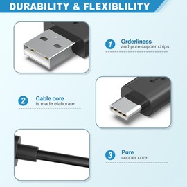 PwrON Replacement USB Charging Cable for Noise Cancelling Headphones 700 USB-C Cable (3ft Black)