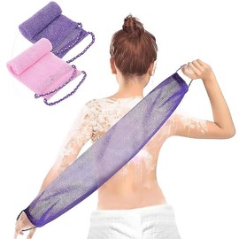 2 Pcs African Exfoliating Net with Hand Rope, African Net Sponge Exfoliating Back Scrubber for Shower African Long Net Shower Sponges Exfoliating Loofahs for Women Men Body Washing Accessories.