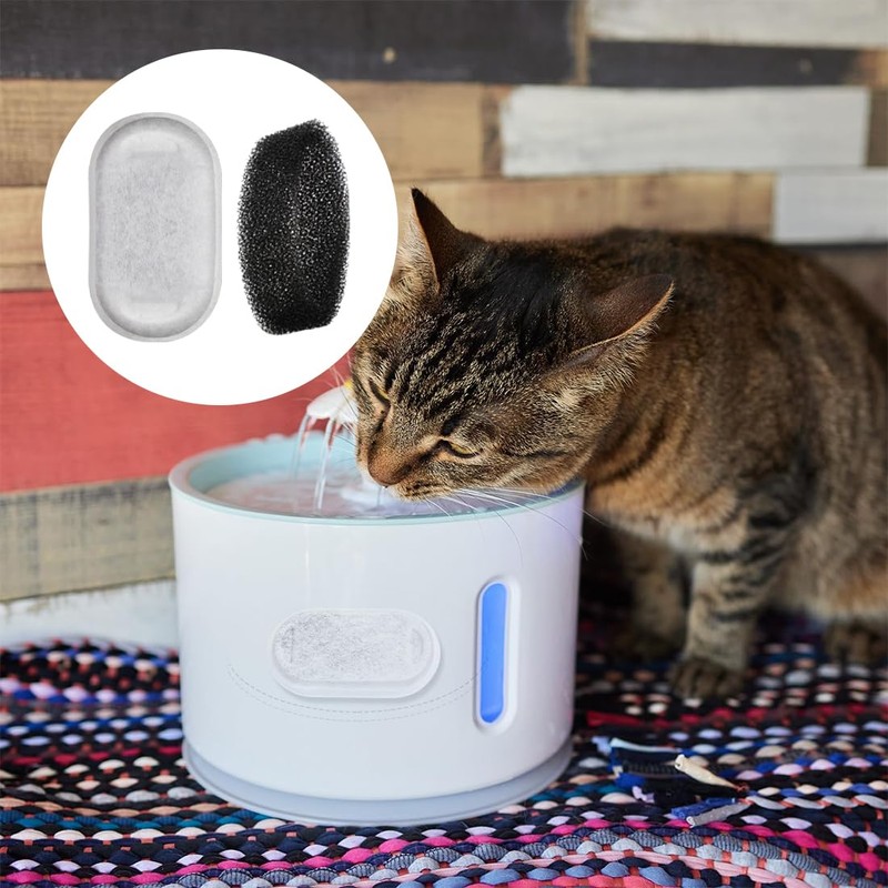 16 Pcs Cat Water Fountain Filters 8 Pcs Activated Carbon