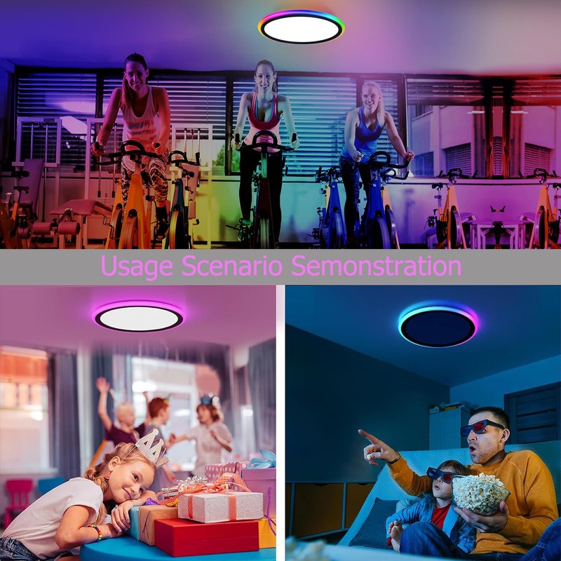 2Pack 13Inch Magic RGB Flush Mount Led Ceiling Light,34W 3400LM