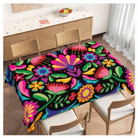 Beabes Mexican Table Covers Mexican Day of The Dead Floral Heavy Weight Tablecloth Picnic Table Cloth for Kitchen Dinning Tabletop Outdoor BBQ Buffet Rectangle 52x70 Inch