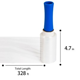 Mini Stretch Wrap Film with Handle for Pallet Wrap, Moving Supplies Stretch Wrap & Shrink Wrap - 80 Gauge, 4.7 inches x 328 ft by C Crystal Lemon