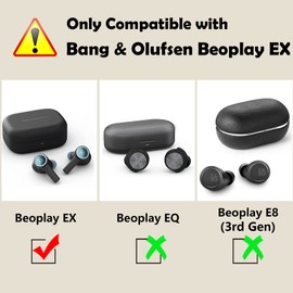 [2 Pack] easyBee Case Compatible with Beoplay EX Earbuds Charging Cover, with 2 Keychain and 2 Anti-Lost Strap, Soft Liquid Silicone Ultra Thin Shockproof Protective Kit - Black Blue