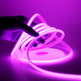HEGEHE 220V COB Neon Light Strip with On/Off Switch, Cut to 50cm, 288LED/m Flexible and Waterproof Silica Gel Rope Light (2m, Purple)