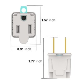 3 Prong to 2 Prong Outlet Plug Adapter Grounding Converter Socket 4 Pack, Wall Outlet Plug for Travel and Business, 15A/125V, White