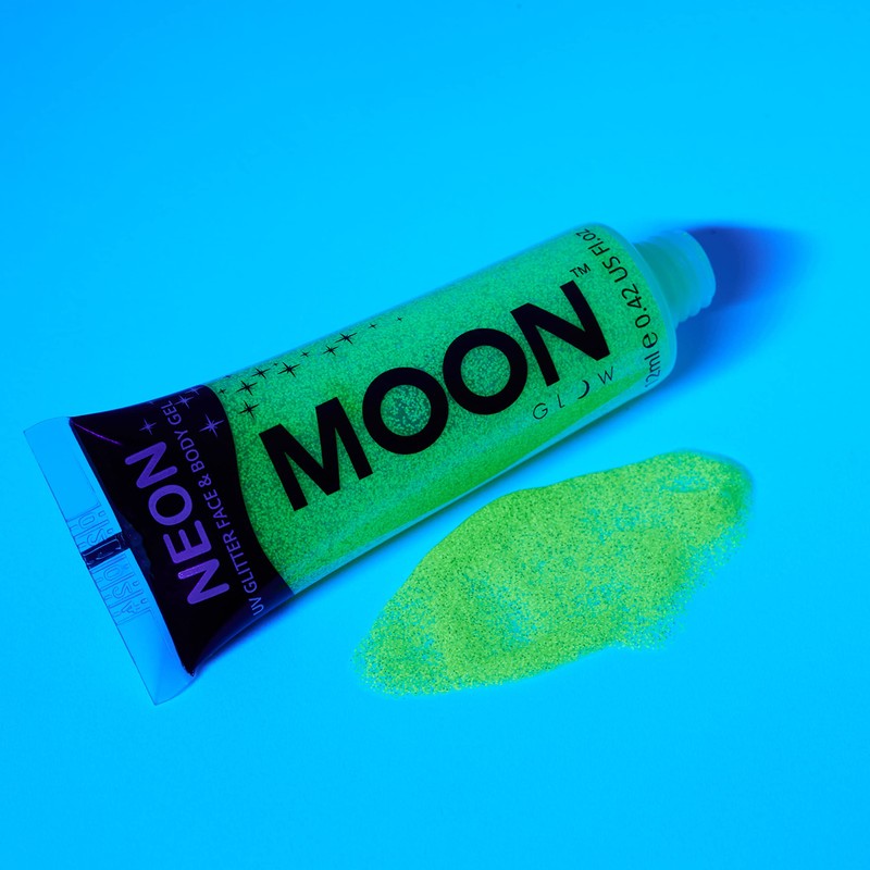 Moon Glow, Neon-UV-Glitzer-Gesichts- und Körpergel, Glitzer-Gesichtsfarbe (Rubinrosa, 12 ml (1