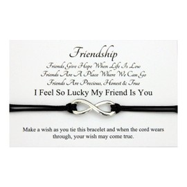 Lucky Friendship Wish Bracelet,Best Friends Gifts,Graduation Gifts,Christmas Birthday Gifts,Gifts for Friends(Black)