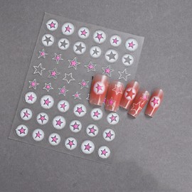 PALUMMA Embossed Butterfly Nail Stickers, Beautiful Nail Stickers for Nail Art, Pink, Nail Accessories for Nail Art (Stars)