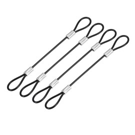 YOKIVE 4 Pcs Safety Cable Locks, Stainless Steel Security Wire Ropes with Double Loop | Great for Homes Doors Fences (Black, 5-Inch, 2mm Dia)