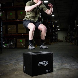 PRx Performance 3 in 1 Foam Plyometrics Box 16" 18" 24" Jump Training Exercise, Non Slip 3 Sizes