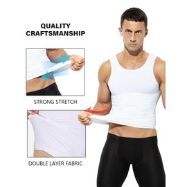 Casey Kevin Men's Compression Vest Shapewear Undershirts Slimming Muscle Tank Top White M