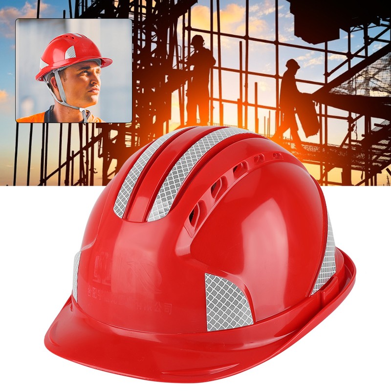 Construction Site Protective Cap Ventilate ABS Hard Hat Reflective Stripe