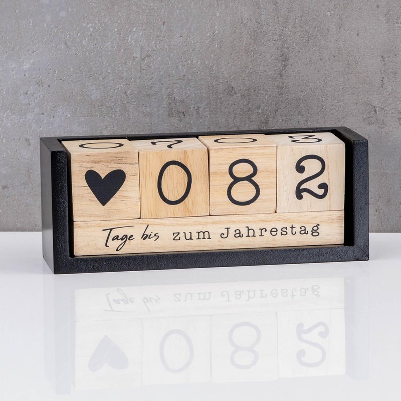 Würfel Countdown Kalender Holz Natur Schwarz Holzkalender Tischkalender Themenleiste Tageszähler